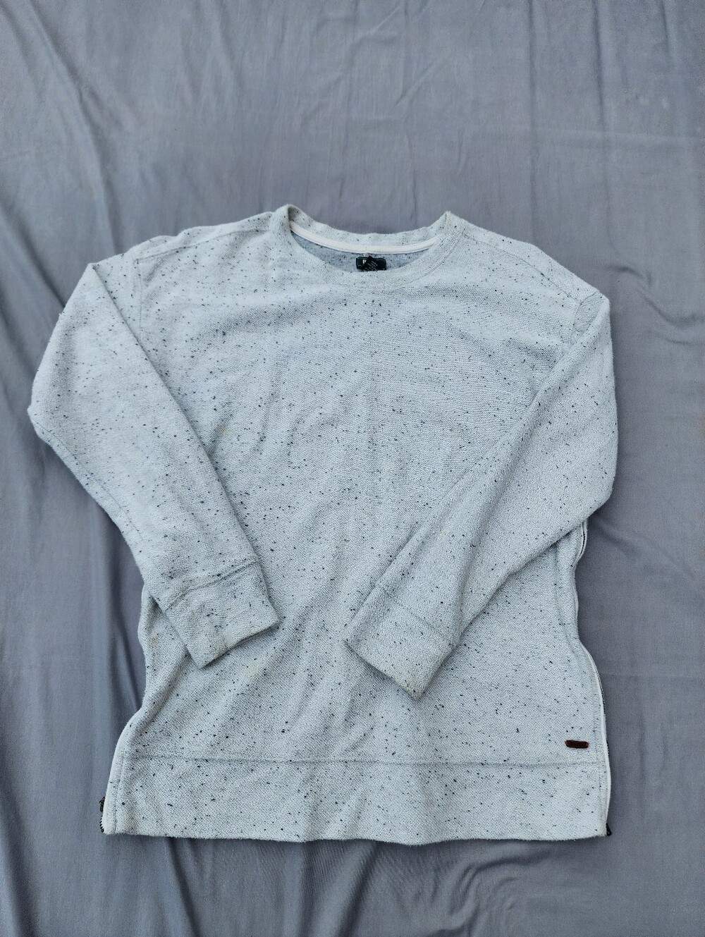 Roots Canada Mens Small Crew Neck Pullover Sweatshirt Zipper Stretch Light Grey